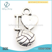 Turkish funky silver I love volleyball charm jewelry